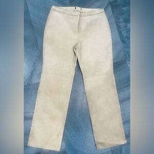 Women’s Tan Genuine Suede Leather Straight Leg Pants 31x29  Size 10